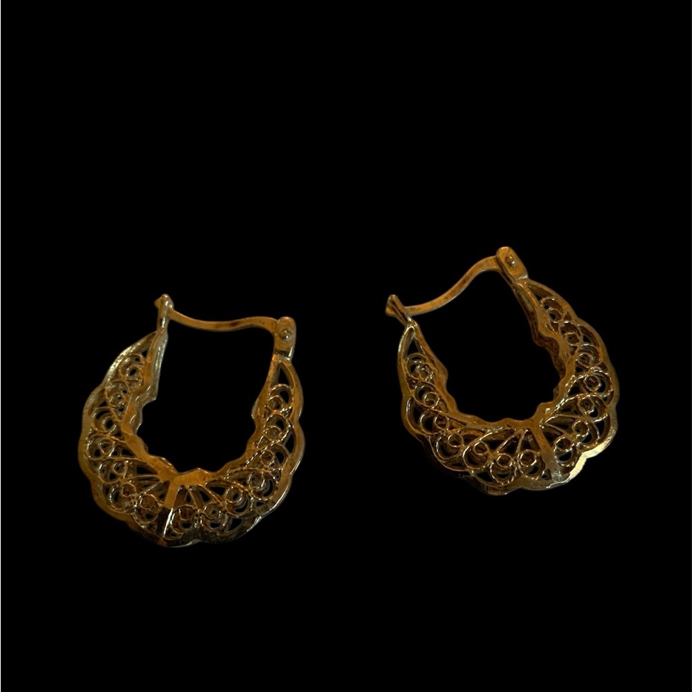 Vintage 925 Sterling Silver with Gold OverlayEarrings - Picture 6 of 9